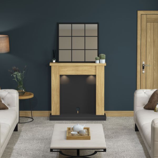 Flare Barrowden 42" Natural Oak & Anthracite Timber Inglenook