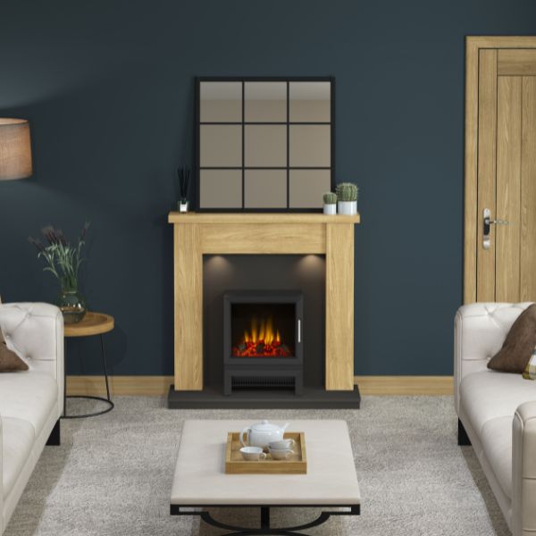 Flare Barrowden 42" Natural Oak & Anthracite Timber Inglenook