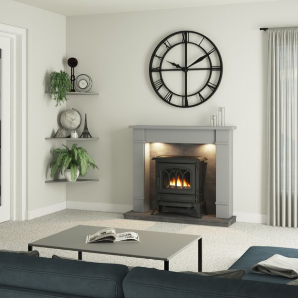 Flare Cheshire 48" Dark Grey & Grey Slate Effect Timber Inglenook