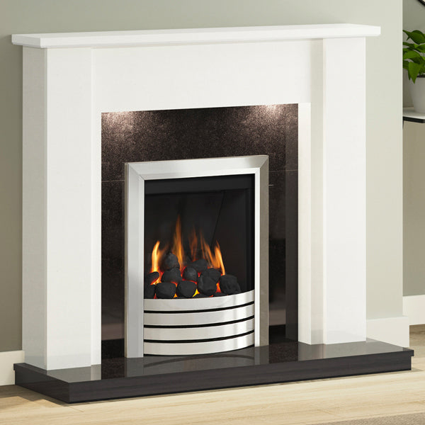 Flare Elda 48" White & Black Micro Marble Surround