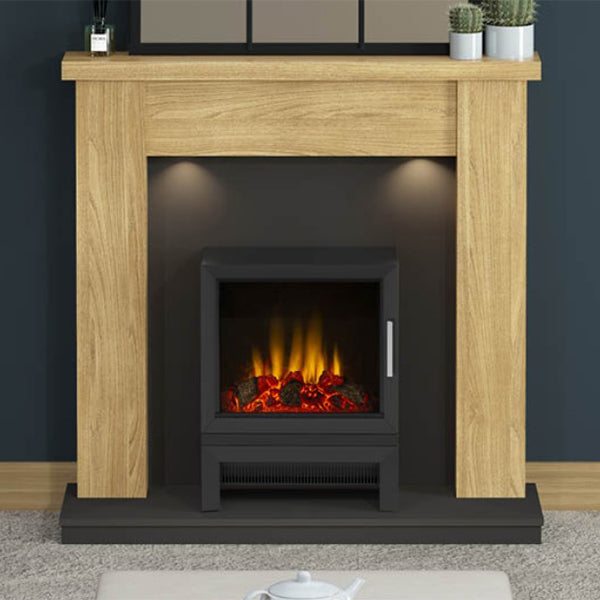 Flare Barrowden 42" Natural Oak & Anthracite Timber Inglenook