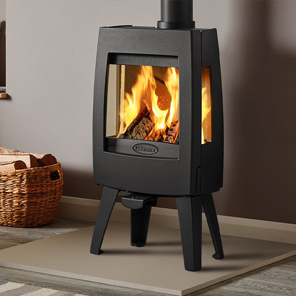 Dovre Sense 103 Wood Burning Stove Matt Black with Glass Sides and Legs