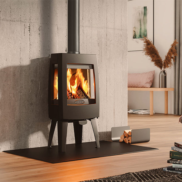 Dovre Sense 103 Wood Burning Stove Matt Black with Glass Sides and Legs